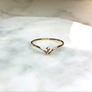 Gold Filled Chevron Ring With CZ